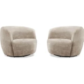 Carina Swivel Barrel Chair in Miami Mink Tan Fabric (Set of 2)