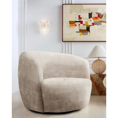 Carina Swivel Barrel Chair in Miami Mink Tan Fabric
