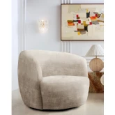 Carina Swivel Barrel Chair in Miami Mink Tan Fabric
