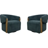 Finley Island Teal Swivel Accent Chair (Set of 2)