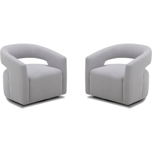 Orbit Open Back Accent Chair in Dame Dove Grey Fabric (Set of 2)