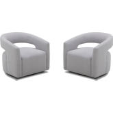 Orbit Open Back Accent Chair in Dame Dove Grey Fabric (Set of 2)