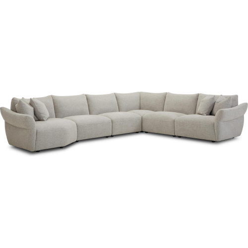 Playful 6 Piece Sectional Sofa in Neutral Cobblestone Fabric
