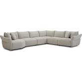 Playful 6 Piece Sectional Sofa in Neutral Cobblestone Fabric
