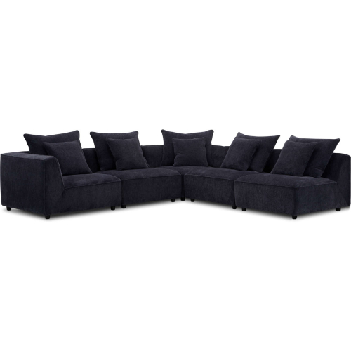 Recess 5 Piece Modular Sectional Sofa in Reptile Dark Blue Fabric