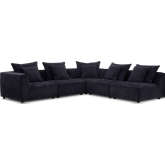 Recess 5 Piece Modular Sectional Sofa in Reptile Dark Blue Fabric