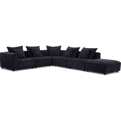 Recess 6 Piece Modular Sectional Sofa in Reptile Dark Blue Fabric