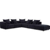 Recess 6 Piece Modular Sectional Sofa in Reptile Dark Blue Fabric