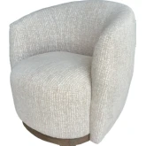 Tatum Swivel Accent Chair in Sand Dollar Beige Fabric & Wood