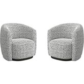 Tatum Swivel Accent Chair in Nightshade Grey Fabric (Set of 2)