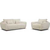 Utopia Sofa & 2 Accent Chair & a Half Set in Mega Ivory Fabric