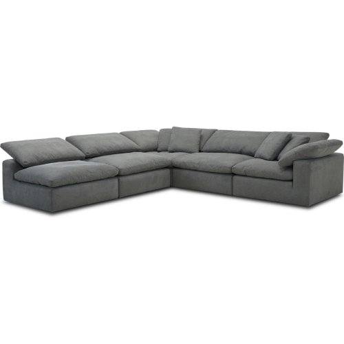 Exhale 5 Piece Sectional Sofa in Thunder Gray Fabric