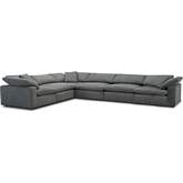Exhale 6 Piece Sectional Sofa in Thunder Gray Fabric