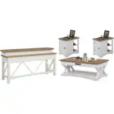 Americana Modern Coffee Table, 2 Side Tables & Console Table in White & Wood