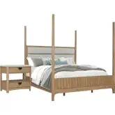 Escape Queen Poster Bed & Nightstand in Glazed Natural Oak