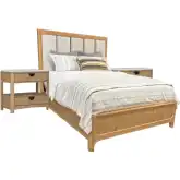 Escape Queen Panel Bed & 2 Nightstands in Glazed Natural Oak