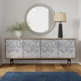 Cocoa Beach 80" Console Cabinet in White, Blue & Wood