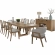 Escape 10 Piece Extendable Dining Set with Server in Glazed Wood & Neutral Fabric