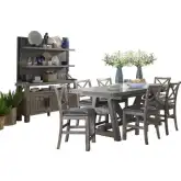 Lodge 8 Piece Dining Counter Dining Set in Wood & Brown Leatherette