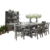 Lodge 10 Piece Dining Counter Dining Set in Wood & Brown Leatherette