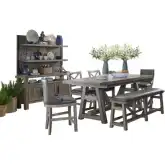 Lodge 7 Piece Dining Counter Dining Set in Wood & Brown Leatherette