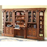 Huntington 5 Piece Library Desk Wall in Antique Vintage Pecan
