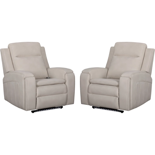 Armstrong Power Recliner w/ Heat, Massage & Auto Glide in Cream Leatherette (Set of 2)