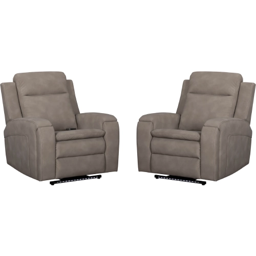Armstrong Power Recliner w/ Heat, Massage & Auto Glide in Taupe Leatherette (Set of 2)