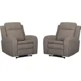 Armstrong Power Recliner w/ Heat, Massage & Auto Glide in Taupe Leatherette (Set of 2)
