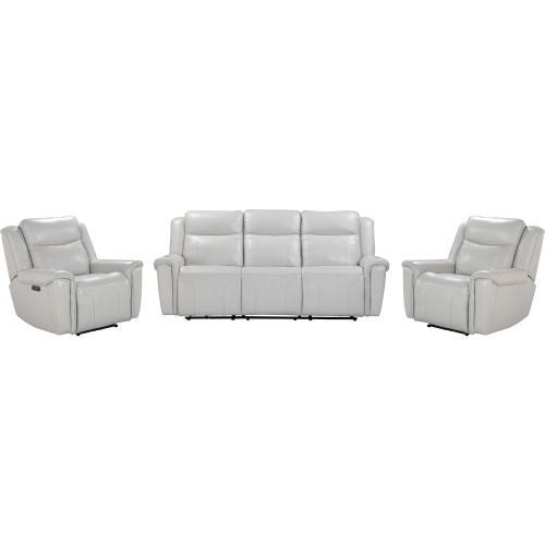 Atlantis Power Reclining Zero Gravity Sofa & 2 Recliners Set in Whisper Ivory Leather
