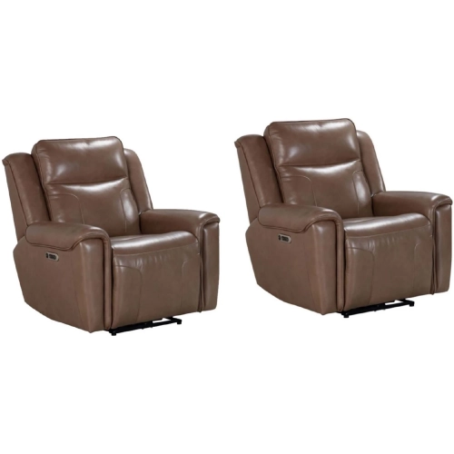 Atlantis Power Zero Gravity Recliner in Smooth Latte Brown Leather (Set of 2)