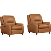 Austin Power Recliner in Caramel Cream Top Grain Leather (Set of 2)