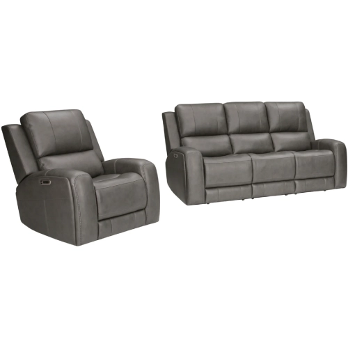 Belmont Zero Gravity Power Reclining Sofa & Recliner in Fog Grey Top Grain Leather