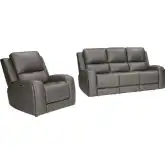 Belmont Zero Gravity Power Reclining Sofa & Recliner in Fog Grey Top Grain Leather