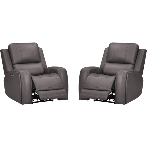 Belmont Zero Gravity Power Recliner in Fog Grey Top Grain Leather (Set of 2)