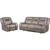 Blake Manual Reclining Sofa & Recliner Set in Desert Taupe Fabric