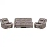Blake Manual Glider Reclining Sofa & 2 Recliners Set in Desert Taupe Fabric