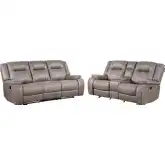Blake Manual Reclining Sofa & Loveseat Set in Desert Taupe Fabric