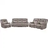 Blake Manual Reclining Sofa Loveseat & Recliner Set in Desert Taupe Fabric