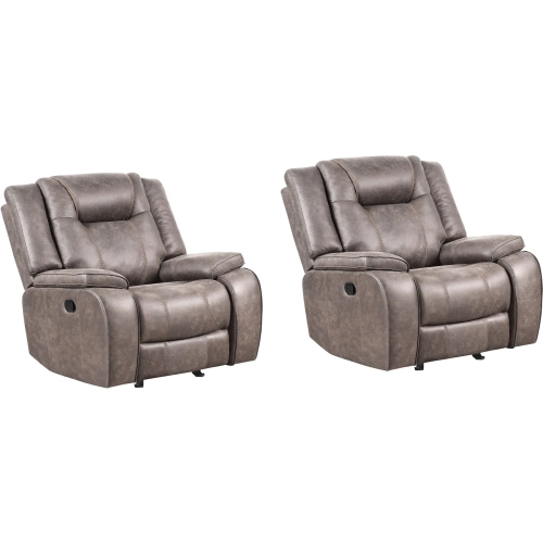 Blake Manual Glider Recliner in Desert Taupe Microfiber Fabric (Set of 2)