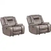 Blake Manual Glider Recliner in Desert Taupe Microfiber Fabric (Set of 2)