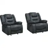 Bolton Manual Glider Recliner in Misty Storm Grey Fabric (Set of 2)