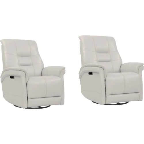 Carnegie Power Cordless Swivel Glider Recliner in Ivory Top Grain Leather (Set of 2)