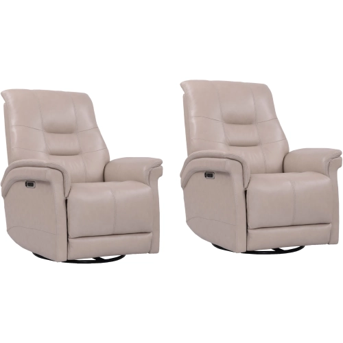 Carnegie Power Cordless Swivel Glider Recliner in Linen Top Grain Leather (Set of 2)