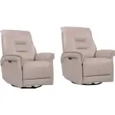 Carnegie Power Cordless Swivel Glider Recliner in Linen Top Grain Leather (Set of 2)