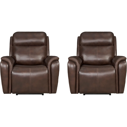 Cascade Power Recliner in Auburn Brown Leather (Set of 2)