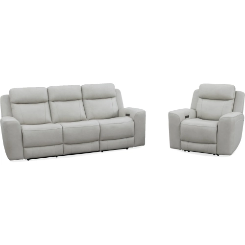 Calgary Power Reclining Sofa & Recliner Set in Cream Top Grain Leather