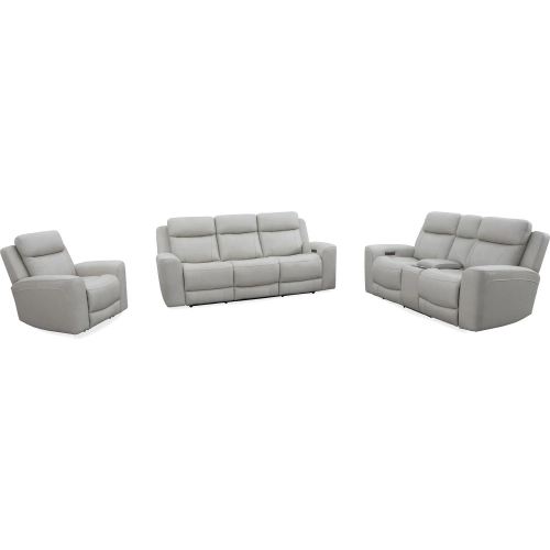 Calgary Power Reclining Sofa, Loveseat & Recliner Set in Cream Top Grain Leather