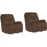 Cooper Manual Glider Recliner in Shadow Brown Fabric (Set of 2)