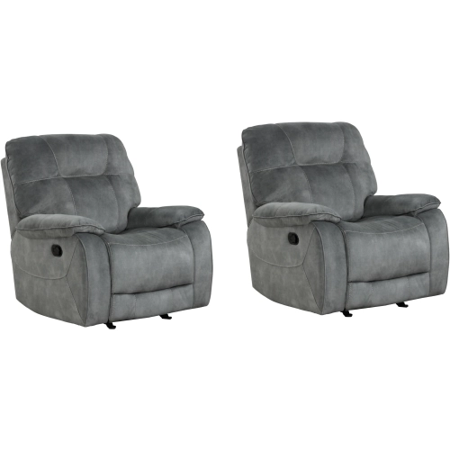 Cooper Manual Glider Recliner in Shadow Grey Fabric (Set of 2)